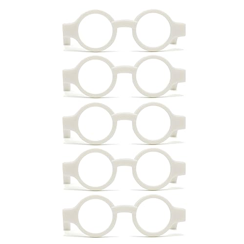 Puppenhaus-Requisiten, schwarzer Rahmen, Brillen, Miniaturen, Puppenhaus, runder quadratischer Rahmen, Brille, Puppe, ohne Gläser, Ornament, 5 Stück von FUUGlan