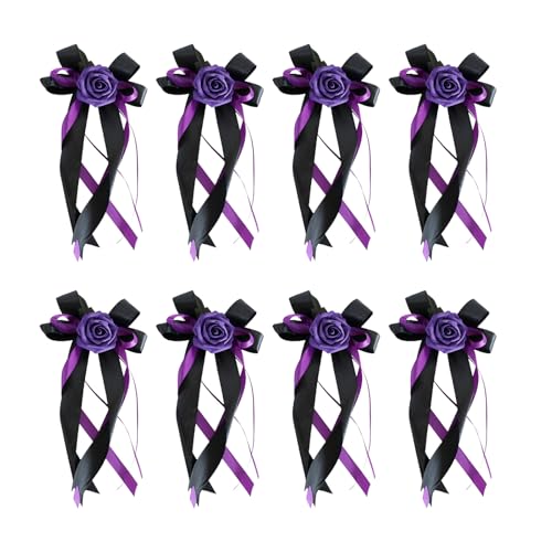 Set mit 8 eleganten Blumenbändern, Schleifen, einzigartiges Hochzeits-Autozubehör, Seidenblumen-Schleifen für Brillen-Anhänger und zum Aufhängen von FUUGlan