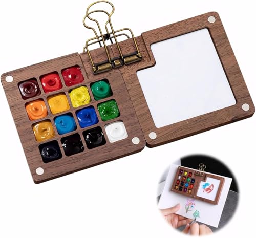 Mini Aquarell Set, Palette Skizzenbuch, Holz Skizzenbuch, Palette Aus Holz Tragbare Aquarell Palette, Malpalettetisch, Für Aquarell Und Acrylmalerei, Reise, Tragbar, Mit Clip Mini Aquarell Set, Palette Skizzenbuch, Holz Skizzenbuch, Palette Aus Holz Tragbare Aquarell Palette, Malpalettetisch, Für Aquarell Und Acrylmalerei, Reise, Tragbar, Mit Clip von FUVBNQGT