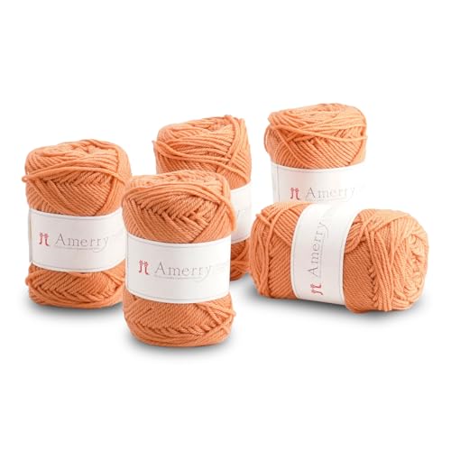 Hamanaka Amerry Garn, 5 Knäuel, mittelschwer, Kammgarn, 70 % neuseeländische Merinowolle, 30 % Acryl-Mischung, weiches und leicht zu strickendes Garn zum Stricken und Häkeln, hergestellt in Japan (Col von FUWA FUWA FRIENDS