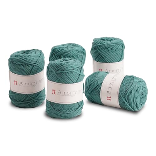 Hamanaka Amerry Garn, 5 Knäuel, mittelschwer, Kammgarn, 70 % neuseeländische Merinowolle, 30 % Acryl-Mischung, weiches und leicht zu strickendes Garn zum Stricken und Häkeln, hergestellt in Japan (Col von FUWA FUWA FRIENDS