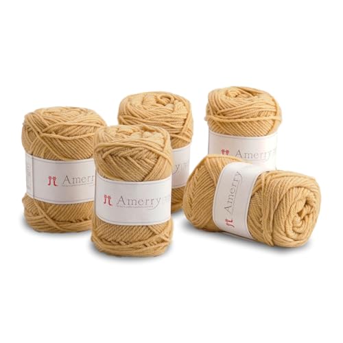 Hamanaka Amerry Garn, 5 Knäuel, mittelschwer, Kammgarn, 70 % neuseeländische Merinowolle, 30 % Acryl-Mischung, weiches und leicht zu strickendes Garn zum Stricken und Häkeln, hergestellt in Japan (Col von FUWA FUWA FRIENDS
