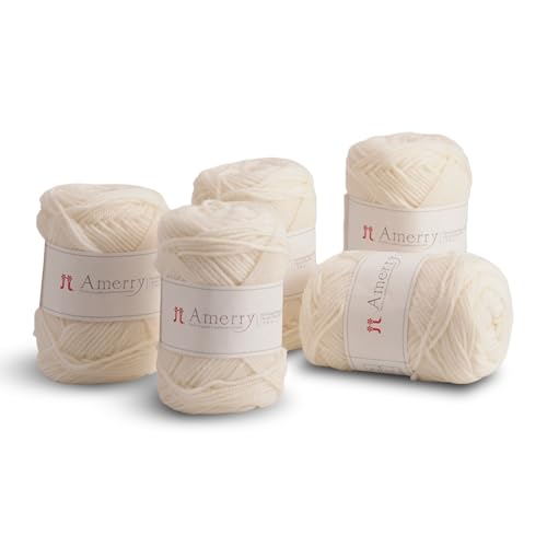Hamanaka Amerry Garn, 5 Knäuel, mittelschwer, Kammgarn, 70 % neuseeländische Merinowolle, 30 % Acryl-Mischung, weiches und leicht zu strickendes Garn zum Stricken und Häkeln, hergestellt in Japan (Col Hamanaka Amerry Garn, 5 Knäuel, mittelschwer, Kammgarn, 70 % neuseeländische Merinowolle, 30 % Acryl-Mischung, weiches und leicht zu strickendes Garn zum Stricken und Häkeln, hergestellt in Japan (Col von FUWA FUWA FRIENDS