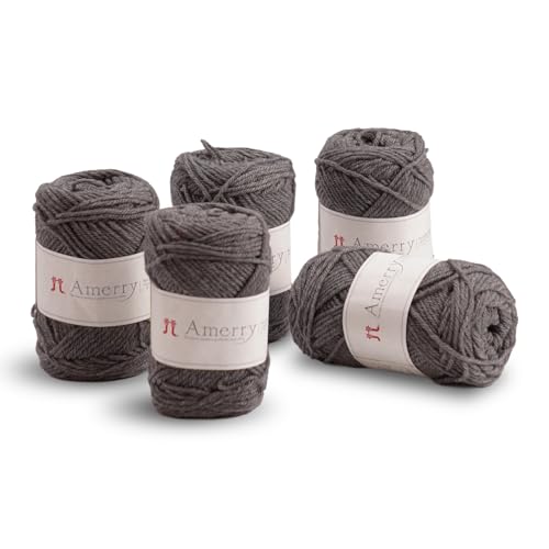 Hamanaka Amerry Garn, 5 Knäuel, mittelschwer, Kammgarn, 70 % neuseeländische Merinowolle, 30 % Acryl-Mischung, weiches und leicht zu strickendes Garn zum Stricken und Häkeln, hergestellt in Japan (Col von FUWA FUWA FRIENDS
