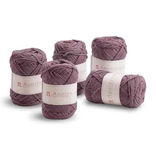 Hamanaka Amerry Garn, 5 Knäuel, mittelschwer, Kammgarn, 70 % neuseeländische Merinowolle, 30 % Acryl-Mischung, weiches und leicht zu strickendes Garn zum Stricken und Häkeln, hergestellt in Japan (Col von FUWA FUWA FRIENDS