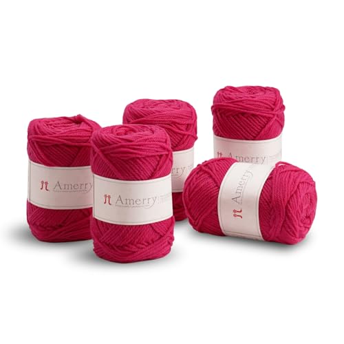 Hamanaka Amerry Garn, 5 Knäuel, mittelschwer, Kammgarn, 70 % neuseeländische Merinowolle, 30 % Acryl-Mischung, weiches und leicht zu strickendes Garn zum Stricken und Häkeln, hergestellt in Japan (Col von FUWA FUWA FRIENDS