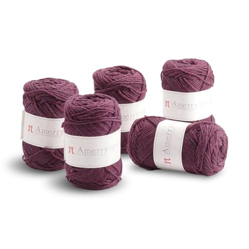 Hamanaka Amerry Garn, 5 Knäuel, mittelschwer, Kammgarn, 70 % neuseeländische Merinowolle, 30 % Acryl-Mischung, weiches und leicht zu strickendes Garn zum Stricken und Häkeln, hergestellt in Japan (Col von FUWA FUWA FRIENDS