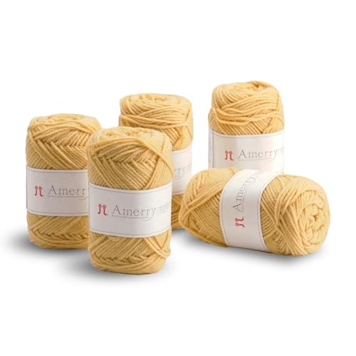 Hamanaka Amerry Garn, 5 Knäuel, mittelschwer, Kammgarn, 70 % neuseeländische Merinowolle, 30 % Acryl-Mischung, weiches und leicht zu strickendes Garn zum Stricken und Häkeln, hergestellt in Japan (Col von FUWA FUWA FRIENDS