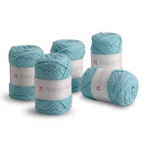 Hamanaka Amerry Garn, 5 Knäuel, mittelschwer, Kammgarn, 70 % neuseeländische Merinowolle, 30 % Acryl-Mischung, weiches und leicht zu strickendes Garn zum Stricken und Häkeln, hergestellt in Japan (Col von FUWA FUWA FRIENDS