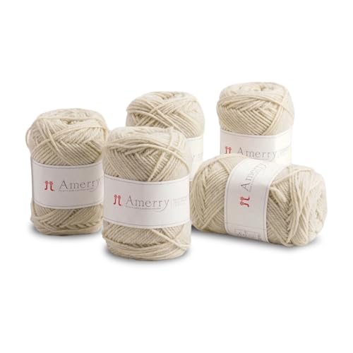 Hamanaka Amerry Garn, 5 Knäuel, mittelschwer, Kammgarn, 70 % neuseeländische Merinowolle, 30 % Acryl-Mischung, weiches und leicht zu strickendes Garn zum Stricken und Häkeln, hergestellt in Japan Hamanaka Amerry Garn, 5 Knäuel, mittelschwer, Kammgarn, 70 % neuseeländische Merinowolle, 30 % Acryl-Mischung, weiches und leicht zu strickendes Garn zum Stricken und Häkeln, hergestellt in Japan von FUWA FUWA FRIENDS