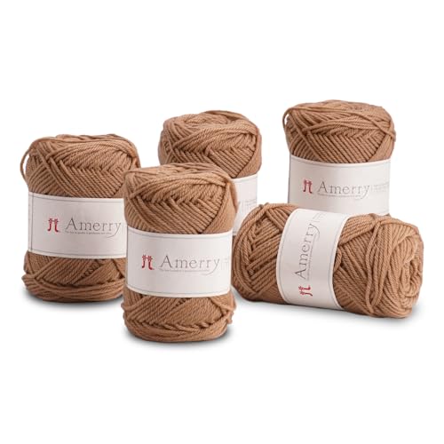 Hamanaka Amerry Garn, 5 Knäuel, mittelschwer, Kammgarn, 70 % neuseeländische Merinowolle, 30 % Acryl-Mischung, weiches und leicht zu strickendes Garn zum Stricken und Häkeln, hergestellt in Japan Hamanaka Amerry Garn, 5 Knäuel, mittelschwer, Kammgarn, 70 % neuseeländische Merinowolle, 30 % Acryl-Mischung, weiches und leicht zu strickendes Garn zum Stricken und Häkeln, hergestellt in Japan von FUWA FUWA FRIENDS