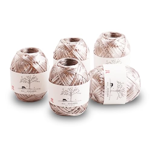 Hamanaka Eco Andaria 5-Knäuel-Set - 100% Rayon Tape Garn zum Häkeln und Stricken, biologisch abbaubar, leicht für Sommerhüte, Taschen und DIY Handwerk (Grau) von FUWA FUWA FRIENDS
