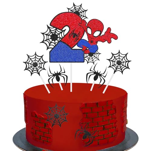 Tortendeko Junge Karikatur, Kuchendeko Geburtstag Junge 7 Stück Cartoon Torten Topper Kinder Glitzer Cake Topper, Deko Torte für Motto Party, Kinderparty, Geburtstag Partyzubehör (2 Jahr) von FUWEISH