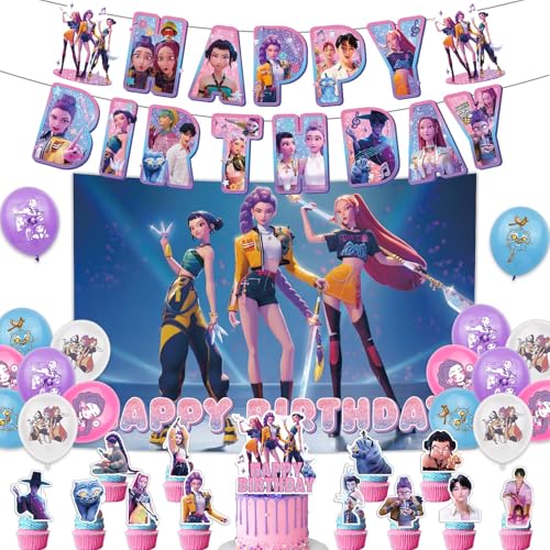 𝙆𝙥𝙤𝙥 𝘿𝙚𝙢𝙤𝙣 𝙃𝙪𝙣𝙩𝙚𝙧𝙨 Geburtstags Deko Merch Mädchen Junge - Pop Dekorationen Happy Birthday Girlande Tortendeko Geburtstags Dekoration für Kindergeburtstag von FUXINGHUAYA
