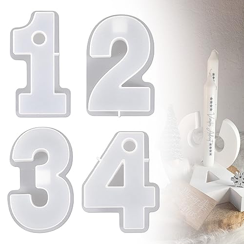 DIY Zahlen Kerzenständer Silikonform, 2023 Neu Silikonformen Gießformen Kerzenhalter, 3D Kerzenhalter Zementform Silikonformen für Dekorieren Ihres Esstisches Wohnzimmers Schlafzimmers(3) von FUXNGZI