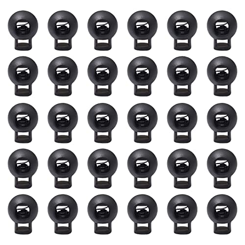 FUYIOCN Kordelstopper,30 Stück Kordel Stopper mit 1 Locher für bis Ø 5.5mm Kordeln,Schwarz Schnellverschluss 22 * 17.5mm Kordelklemme von FUYIOCN