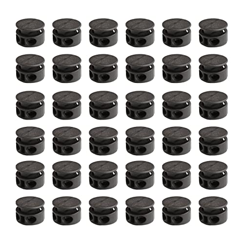 FUYIOCN Kordelstopper,30 Stück Kordelstopper 2 Loch für bis Ø 3 mm Kordeln,Schwarz Schnellverschluss 15.5 * 10.5mm Kordelklemme von FUYIOCN