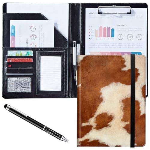 Padfolio/Portfolio-Ordner, Klemmbrett, Kuhfell-Tierdruck, Braun, personalisiertes Leder-Portfolio, Padfolio für Männer und Frauen, mit Lebenslauf-Dokumenten, Organizer, Briefgröße, A4, Schreibblock Padfolio/Portfolio-Ordner, Klemmbrett, Kuhfell-Tierdruck, Braun, personalisiertes Leder-Portfolio, Padfolio für Männer und Frauen, mit Lebenslauf-Dokumenten, Organizer, Briefgröße, A4, Schreibblock von FUYOCWE