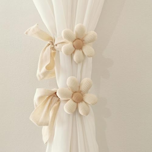 FUYTSUO Raffhalter für Vorhänge, Vorhang Raffhalter Gardinenband 2 Stück, Raffhalter für Gardinen, Niedlich Blumen Gardinenclips Vorhanghalter, Gardinen Seil für Boho Haus Kinderzimmer Deko (Beige) FUYTSUO Raffhalter für Vorhänge, Vorhang Raffhalter Gardinenband 2 Stück, Raffhalter für Gardinen, Niedlich Blumen Gardinenclips Vorhanghalter, Gardinen Seil für Boho Haus Kinderzimmer Deko (Beige) von FUYTSUO
