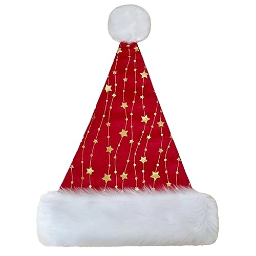 FUZYXIH Weihnachtsmütze mit weißer Krempe für Weihnachten, Festival, Party, Neujahr, Kopfbedeckung, Weihnachtsmann-Kostüm, Zubehör, Geschenk, Weihnachts-Stirnbänder von FUZYXIH