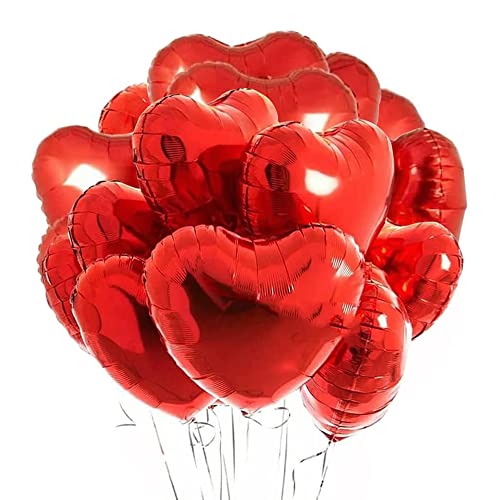 Ballons Herz Helium | FVCENT 30 Stück Herz Helium Luftballons Herzluftballons Heliumballon Folienballon Hochzeit Folienluftballon Geeignet für Geburtstag Brautdusche Valentinstag (rot) von FVCENT