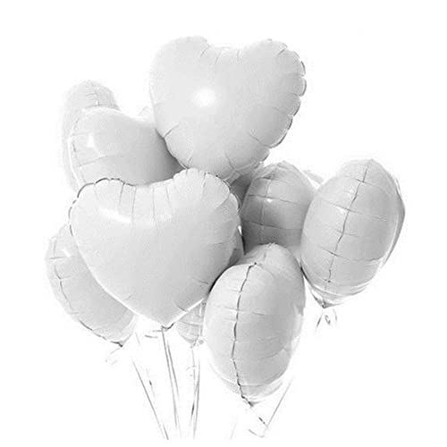 FVCENT Ballons Herz Helium Herz Folienballon 30 Stück Weiß Herz Helium Luftballons Herzluftballons Heliumballon Folienballon Hochzeit Folienluftballon (grau Weiß) von FVCENT