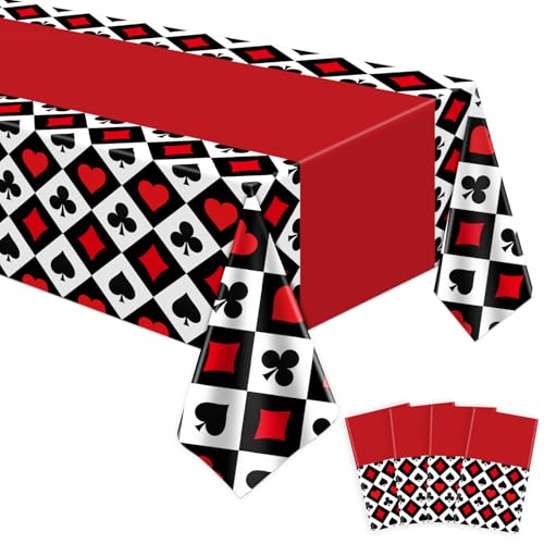 4 Stück130X220CM Pokern Tischtuch Kasino Thema Party Dekorationen Las Vegas Tischdecke Spielkarte Kasino Party Tischdecken Poker Thema Dekor von FVEOCR