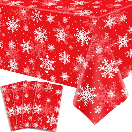 4PCS Weihnachten rote Schneeflocke Tischtuch Schneeflocke Xmas Party Tischdecke Schneeflocke Tischtuch Weihnachten Tischdekorationen Winterurlaub Party Supply 51X86IN 4PCS Weihnachten rote Schneeflocke Tischtuch Schneeflocke Xmas Party Tischdecke Schneeflocke Tischtuch Weihnachten Tischdekorationen Winterurlaub Party Supply 51X86IN von FVEOCR