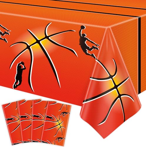 4Stk. Basketball Partei Tischdecke Basketball Muster Party Korbball Thema Tischdecke Basketball Sport Thematische Tischdecken Basketball Party Lieferungen Sport Tischtuch Rechteck Dekoration 130X220cm von FVEOCR