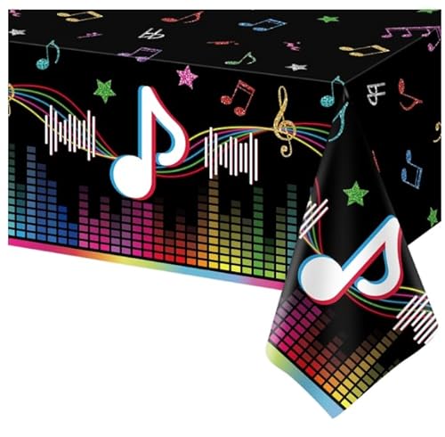 4Stück Musik Thema Tischdecken Rocking Tischdecken Rock und Roll Theme Partei Tischdecke 50er Jahre Rocking Party Supplies für Musik Geburtstag Jubiläum von 220x130CM von FVEOCR