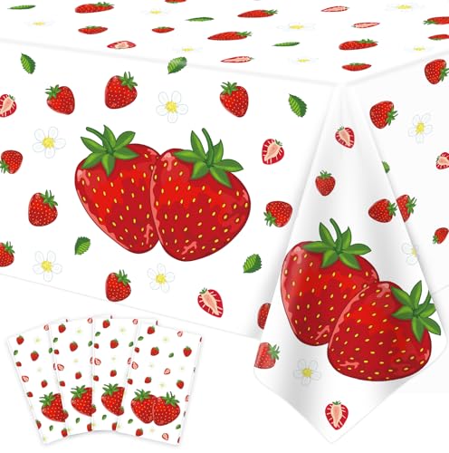 4 Stück 130 X 220 cm Erdbeer-Tischdecke Erdbeer Geburtstagsdeko Beeren-Süße Tischdecken für Erdbeer Party Zubehör 4 Stück 130 X 220 cm Erdbeer-Tischdecke Erdbeer Geburtstagsdeko Beeren-Süße Tischdecken für Erdbeer Party Zubehör von FVEOCR