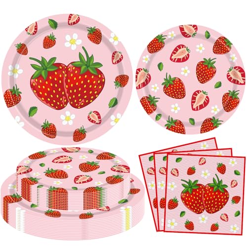 60Stück Erdbeere Geburtstag Party Zubehör Erdbeer-Thema Geschirr-Set Obst-Thema Geburtstag Party-Dekorationen Sweet Berry Dekor Honig rosa Platten 1. 2. Baby-Dusche dient 20 60Stück Erdbeere Geburtstag Party Zubehör Erdbeer-Thema Geschirr-Set Obst-Thema Geburtstag Party-Dekorationen Sweet Berry Dekor Honig rosa Platten 1. 2. Baby-Dusche dient 20 von FVEOCR