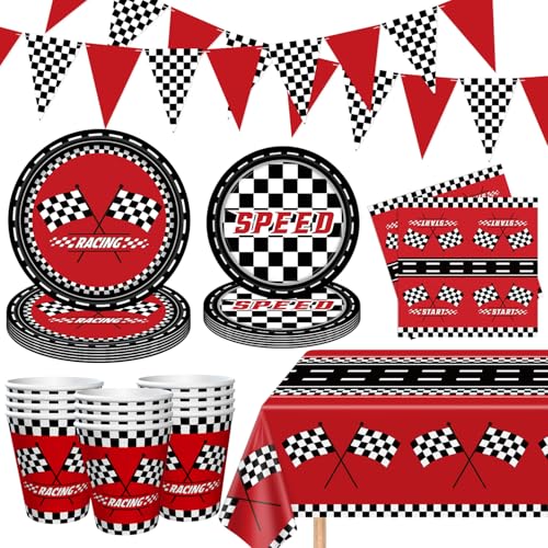 83-teiliges Rennwagen-Themen-Partyzubehör-Set, Rennwagen-Partyteller, Rennwagen, Geburtstagsdekorationen, karierter Rennfahrer, Geburtstagsgeschirr, Startmotoren, Renn-Themen-Geschirr-Set für 20 83-teiliges Rennwagen-Themen-Partyzubehör-Set, Rennwagen-Partyteller, Rennwagen, Geburtstagsdekorationen, karierter Rennfahrer, Geburtstagsgeschirr, Startmotoren, Renn-Themen-Geschirr-Set für 20 von FVEOCR