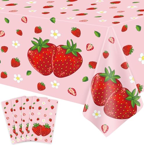 FVEOCR 4 Stück rosa Erdbeer Tischdecke Erdbeer Geburtstagsdeko Beeren Süße Tischdecken für Erdbeer Party Dekoration Beeren-Süße Baby Shower Party Zubehör 130x220CM FVEOCR 4 Stück rosa Erdbeer Tischdecke Erdbeer Geburtstagsdeko Beeren Süße Tischdecken für Erdbeer Party Dekoration Beeren-Süße Baby Shower Party Zubehör 130x220CM von FVEOCR