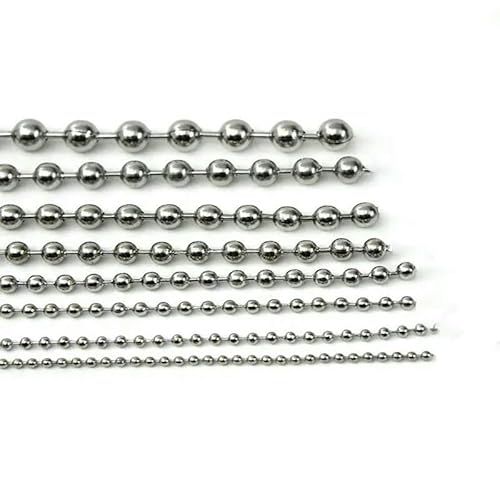 1,5 2 2,4 3 4 5 6 8 10 mm Edelstahl-Kugelkette, Perlenkettenverbinder, Bulk für DIY-Halskettenanhänger, Schlüsselanhänger, Schmuck, 2,4,0 mm, 5 Meter von FVFIJH
