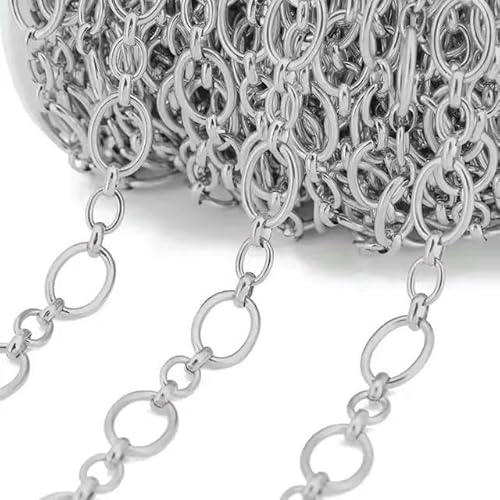 1 Meter, nicht verblassende quadratische Gliederkette aus Edelstahl für DIY-Halsketten, Armbänder, Schmuckherstellung, Zubehör, 6,5 mm breite Kette, Stahl, 16 x 21,5 mm 1 Meter, nicht verblassende quadratische Gliederkette aus Edelstahl für DIY-Halsketten, Armbänder, Schmuckherstellung, Zubehör, 6,5 mm breite Kette, Stahl, 16 x 21,5 mm von FVFIJH
