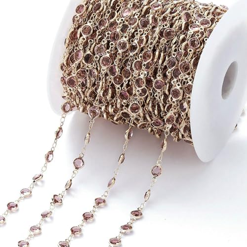 1 Meter 6 mm bunte Kristallperlen-Perlenkette, Glasperlen, KC-Gold, Halskettenkette für DIY-Schmuckherstellung, Bastelzubehör, Lila, KC-Gold 1 Meter 6 mm bunte Kristallperlen-Perlenkette, Glasperlen, KC-Gold, Halskettenkette für DIY-Schmuckherstellung, Bastelzubehör, Lila, KC-Gold von FVFIJH