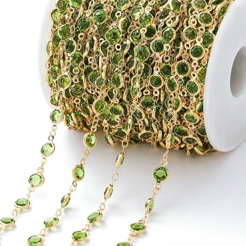1 Meter 6 mm bunte Kristallperlen Perlenkette Glasperlen KC Gold Halskette Kette für DIY Schmuckherstellung Bastelzubehör-Grün-Gold 1 Meter 6 mm bunte Kristallperlen Perlenkette Glasperlen KC Gold Halskette Kette für DIY Schmuckherstellung Bastelzubehör-Grün-Gold von FVFIJH