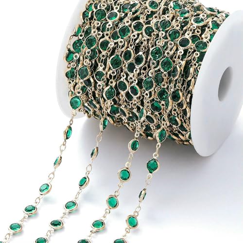 1 Meter 6 mm bunte Kristallperlen Perlenkette Glasperlen KC Gold Halskette Kette für DIY Schmuckherstellung Bastelzubehör-Jadegrün-KC Gold 1 Meter 6 mm bunte Kristallperlen Perlenkette Glasperlen KC Gold Halskette Kette für DIY Schmuckherstellung Bastelzubehör-Jadegrün-KC Gold von FVFIJH