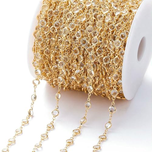 1 Meter 6 mm bunte Kristallperlen Perlenkette Glasperlen KC Gold Halskette Kette für DIY Schmuckherstellung Bastelzubehör-Klar-Gold 1 Meter 6 mm bunte Kristallperlen Perlenkette Glasperlen KC Gold Halskette Kette für DIY Schmuckherstellung Bastelzubehör-Klar-Gold von FVFIJH