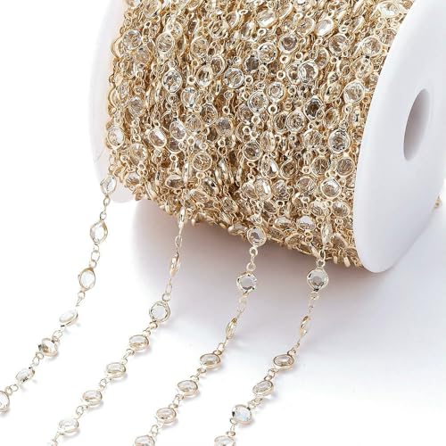 1 Meter 6 mm bunte Kristallperlen Perlenkette Glasperlen KC Gold Halskette Kette für DIY Schmuckherstellung Bastelzubehör-Klar-KC Gold 1 Meter 6 mm bunte Kristallperlen Perlenkette Glasperlen KC Gold Halskette Kette für DIY Schmuckherstellung Bastelzubehör-Klar-KC Gold von FVFIJH