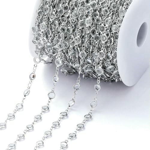 1 Meter 6 mm bunte Kristallperlen Perlenkette Glasperlen KC Gold Halskette Kette für DIY Schmuckherstellung Bastelzubehör-Klar-Rhodium 1 Meter 6 mm bunte Kristallperlen Perlenkette Glasperlen KC Gold Halskette Kette für DIY Schmuckherstellung Bastelzubehör-Klar-Rhodium von FVFIJH