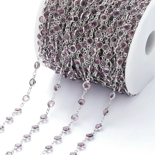1 Meter 6 mm bunte Kristallperlen Perlenkette Glasperlen KC Gold Halskette Kette für DIY Schmuckherstellung Bastelzubehör-Lila-Rhodium 1 Meter 6 mm bunte Kristallperlen Perlenkette Glasperlen KC Gold Halskette Kette für DIY Schmuckherstellung Bastelzubehör-Lila-Rhodium von FVFIJH