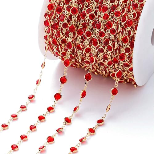 1 Meter 6 mm bunte Kristallperlen Perlenkette Glasperlen KC Gold Halskette Kette für DIY Schmuckherstellung Bastelzubehör-Rot-Gold 1 Meter 6 mm bunte Kristallperlen Perlenkette Glasperlen KC Gold Halskette Kette für DIY Schmuckherstellung Bastelzubehör-Rot-Gold von FVFIJH
