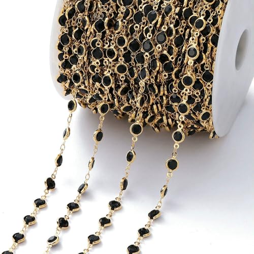 1 Meter 6 mm bunte Kristallperlen Perlenkette Glasperlen KC Gold Halskette Kette für DIY Schmuckherstellung Bastelzubehör-Schwarz-Gold 1 Meter 6 mm bunte Kristallperlen Perlenkette Glasperlen KC Gold Halskette Kette für DIY Schmuckherstellung Bastelzubehör-Schwarz-Gold von FVFIJH