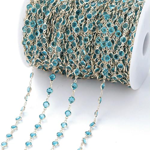 1 Meter 6 mm bunte Kristallperlen Perlenkette Glasperlen KC Gold Halskette Kette für DIY Schmuckherstellung Bastelzubehör-Seeblau-KC Gold 1 Meter 6 mm bunte Kristallperlen Perlenkette Glasperlen KC Gold Halskette Kette für DIY Schmuckherstellung Bastelzubehör-Seeblau-KC Gold von FVFIJH