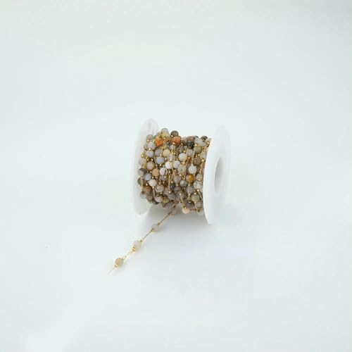 1 Meter Edelstahl 18 Karat Gold Runde Perle Naturstein Bulk Kette für DIY handgefertigte Armband Schmuckherstellung Erkenntnisse-Gold 5 von FVFIJH