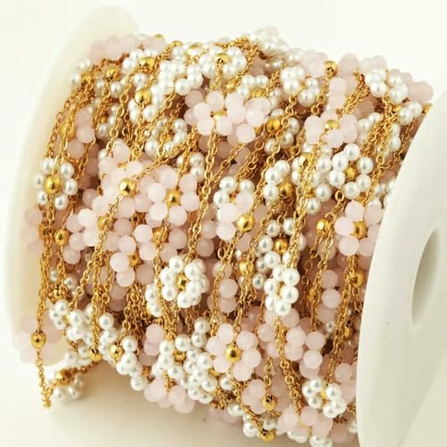 1 Meter Edelstahl Runde künstliche Perlenblume Satellitenperlenkette Passend für Frauen DIY Armband Halskette Schmuckherstellung Handwerk-Farbe 19 von FVFIJH