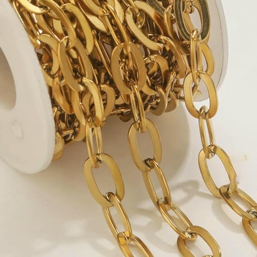 1 m 18 Karat vergoldete Edelstahlkette, O-förmige ovale Kette, geeignet für Materialien zur Schmuckherstellung, DIY-Halsketten, Armbänder-Z3018G5 1 m 18 Karat vergoldete Edelstahlkette, O-förmige ovale Kette, geeignet für Materialien zur Schmuckherstellung, DIY-Halsketten, Armbänder-Z3018G5 von FVFIJH