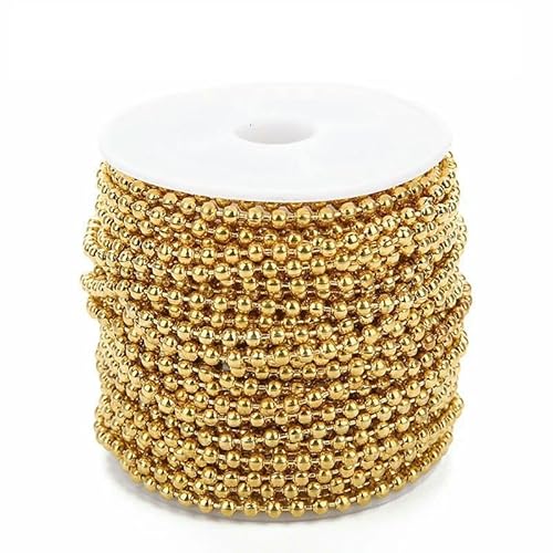 10 Meter Edelstahl-Kugelkette, vergoldete Edelstahl-Perlenkette auf Rolle, 1,5 mm, 2 mm, 2,4,0 mm, Kugelkette zur Schmuckherstellung, Gold, 2,0 mm 10 Meter Edelstahl-Kugelkette, vergoldete Edelstahl-Perlenkette auf Rolle, 1,5 mm, 2 mm, 2,4,0 mm, Kugelkette zur Schmuckherstellung, Gold, 2,0 mm von FVFIJH